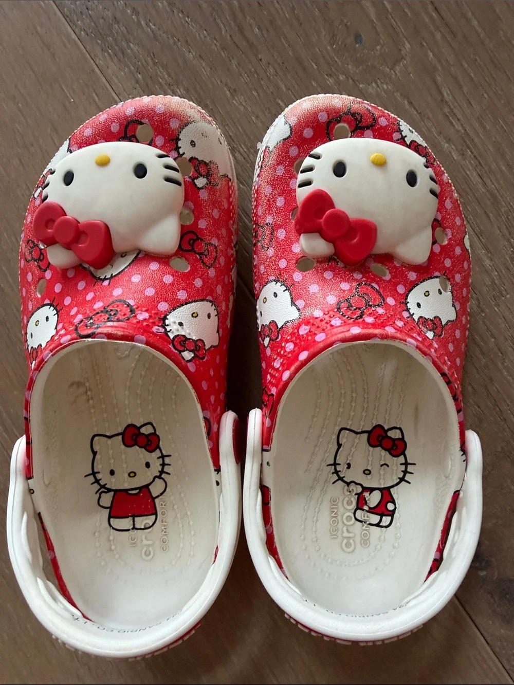 Hello Kitty Red and White Kids Slip-On Crocs